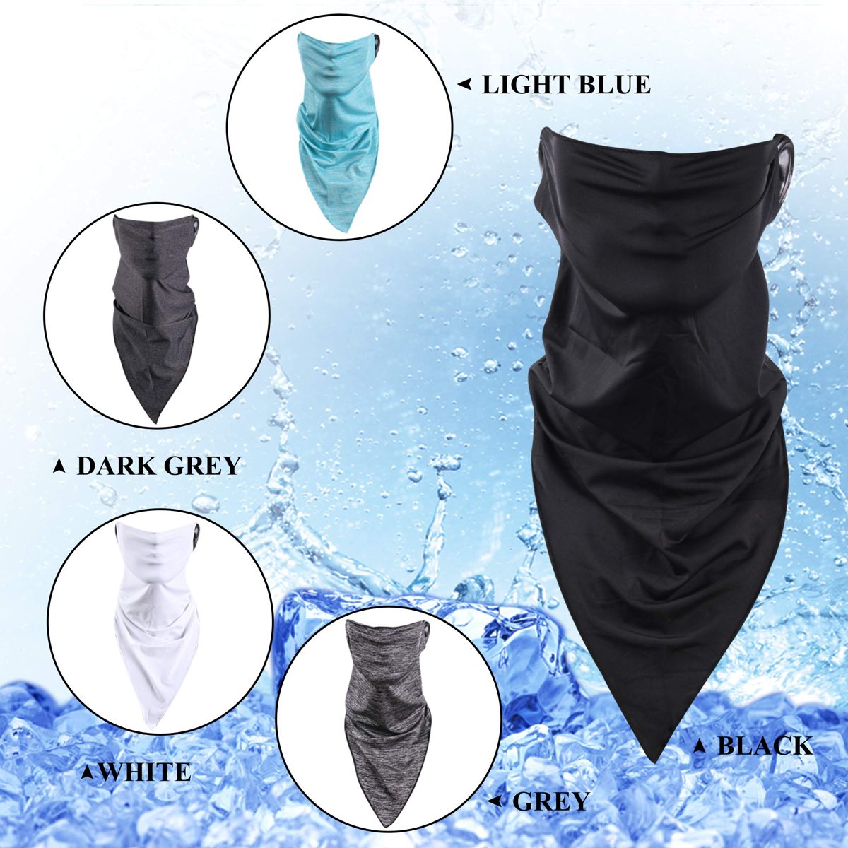 Molemsx Neck Gaiter with Earloop Reusable for Cooling Face Face Scarf Bandana Ear Loops Mouth for Cycling Fishing Camping Motorcycle,Grey