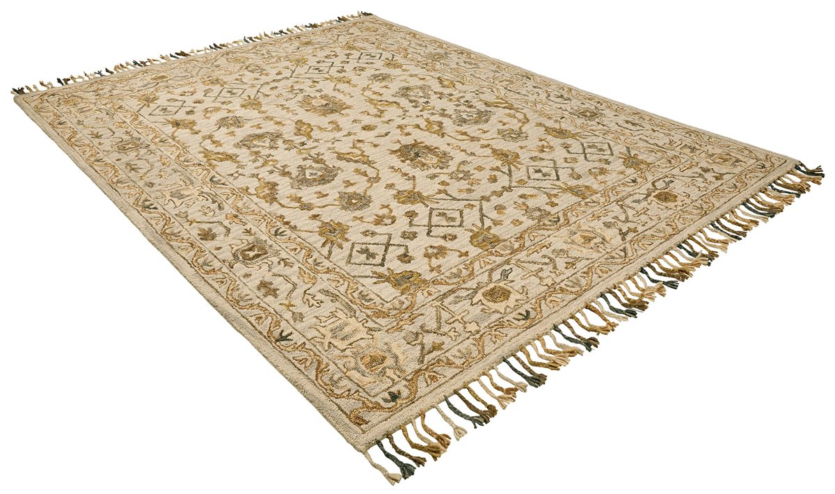 Amazon Brand – Stone & Beam Lottie Traditional Wool Area Rug, 4 x 6 Foot, Beige