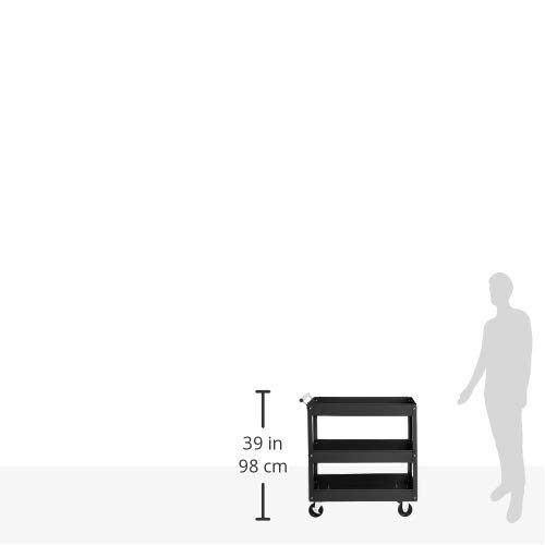 AmazonBasics Steel 3-Shelf Multipurpose Tub Utility/Supply Cart with 550-Pound capacity - Black