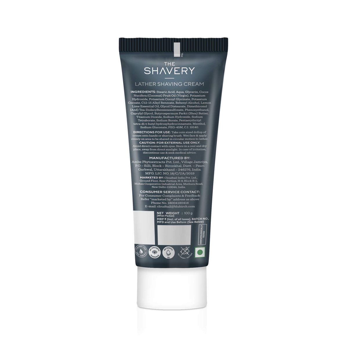Amazon Brand - The Shavery Lather Shaving Cream (With Lime Oil, Shea Butter & Menthol Extract) - 100g (Pack of 2)