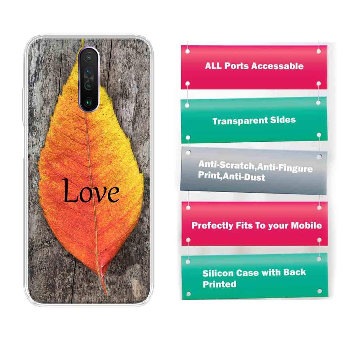 Amazon Brand - Solimo Designer Multicolor Maple Leaf Love Design Printed Soft Back Case Mobile Cover for Poco X2 / Xiaomi Redmi K30