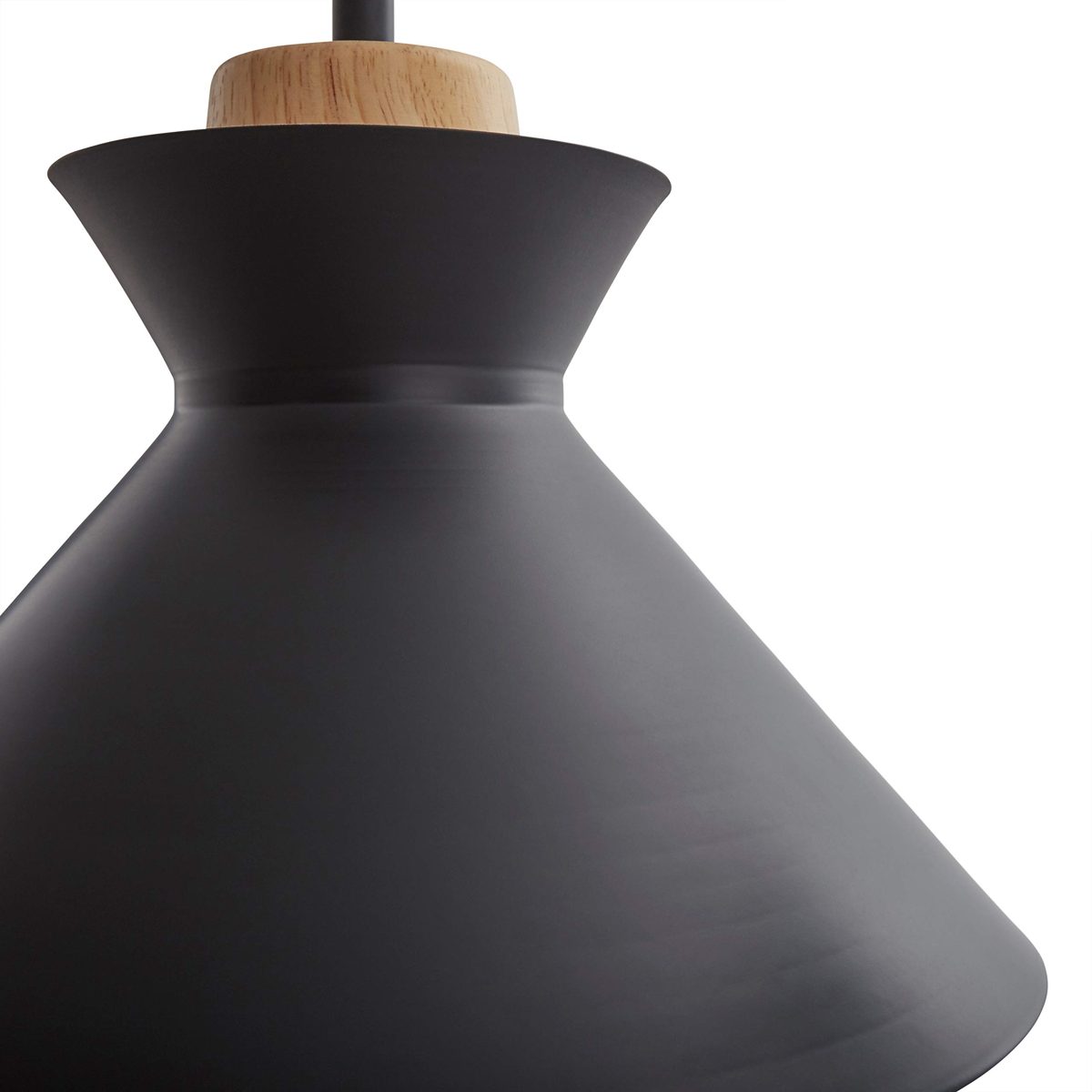 Rivet Modern Metal Shade with Wood Accent Pendant, 6"H, 1.Black with Natural Wood 2. White with Natural Wood