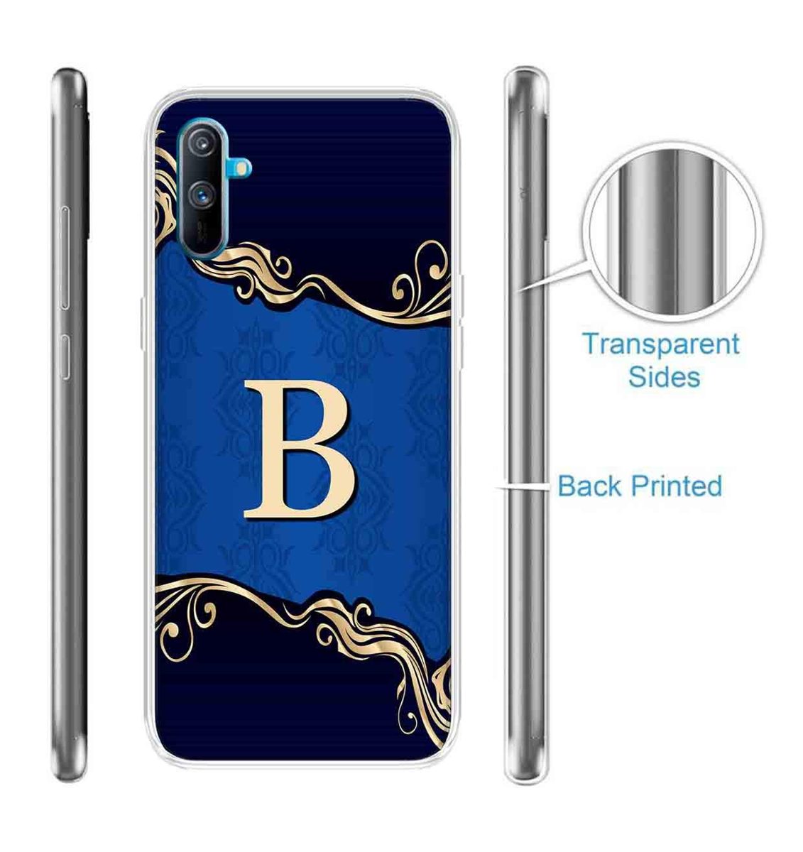 Amazon Brand - Solimo Designer Multicolor Blue Pattern Alphabet-B Printed Soft Back Case Mobile Cover for Realme C3
