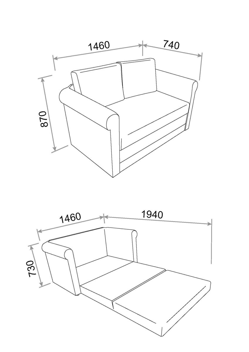 An Amazon Brand - Movian Stavis - Sofa Bed - 74 x 146 x 87 cm (L x W x H) - Grey