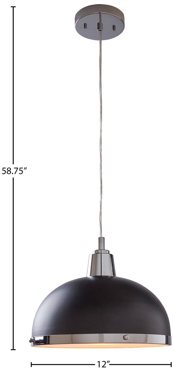 Amazon Brand – Rivet Mid-Century Modern Caf&eacute; Ceiling Pendant Light Chandelier Fixture, 10.75"W x 58.75" Cord, Matte Black and Chrome