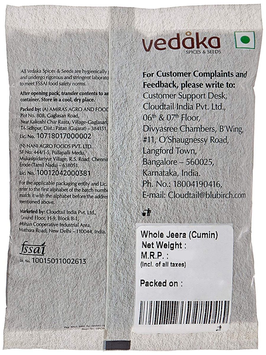 Amazon Brand - Vedaka Cumin (Jeera) Seed, 500g