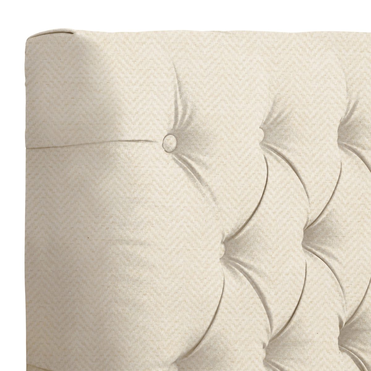 Amazon Brand – Stone & Beam Prudence Tufted King Bed, 84"W, Cream Herringbone