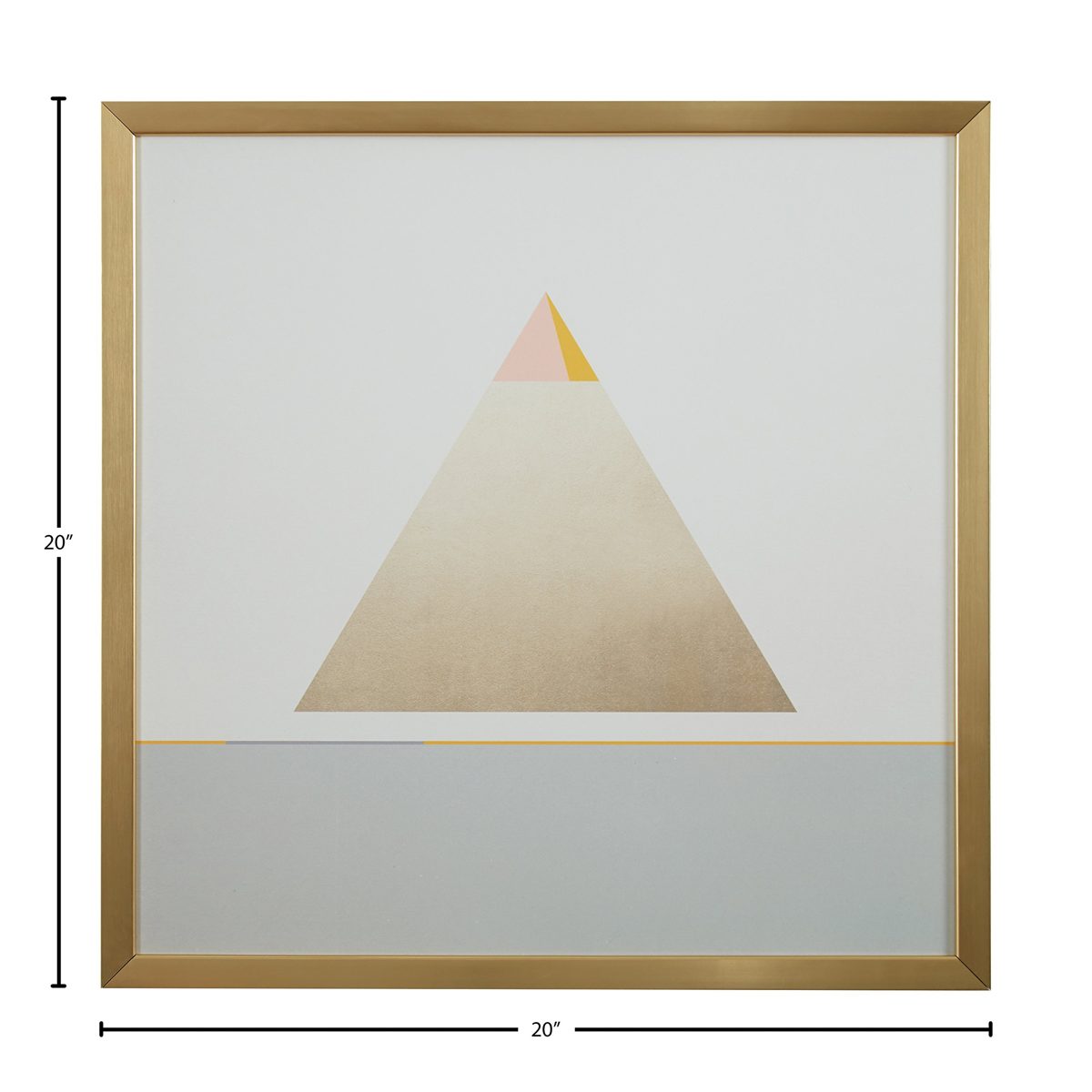Amazon Brand – Rivet Modern Gold Pyramid Triangle Print Wall Art, 20" x 20", Gold Frame