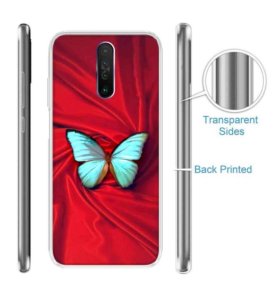 Amazon Brand - Solimo Designer Multicolor Butterfly Red Pattern Design Printed Soft Back Case Mobile Cover for Poco X2 / Xiaomi Redmi K30