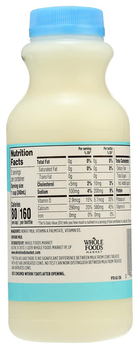 365 EVERYDAY VALUE Fat Free Milk, 16 FZ