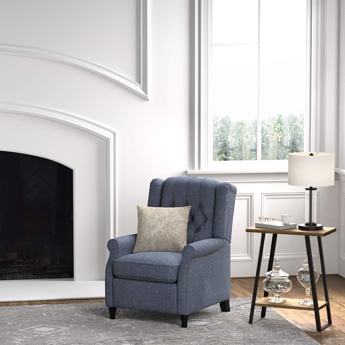 Amazon Brand – Ravenna Home Pritchard Classic Recliner, 29.1"W, Navy