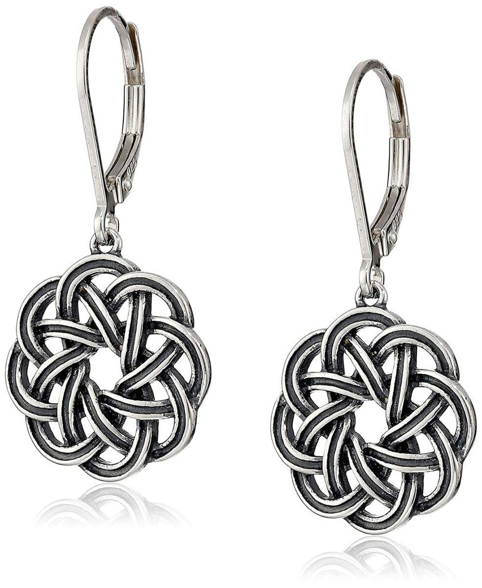 Sterling Silver Celtic Knot Lever-Back Drop Earrings