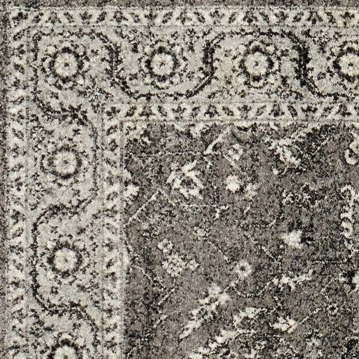 Stone & Beam Mid-Century Modern Blooming Medallion Rug, 4' x 6', Dark Grey