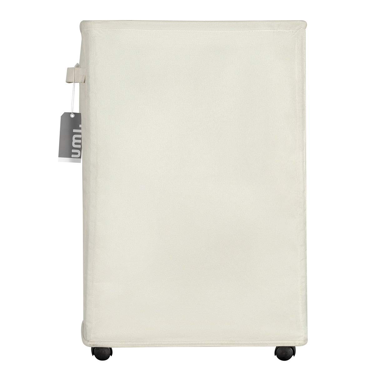 UMI Slim Laundry Basket on Wheels Tall Rolling Laundry Hamper Collapsible Dirty Clothes Hamper Thin Narrow Hamper (22Inches,Beige)
