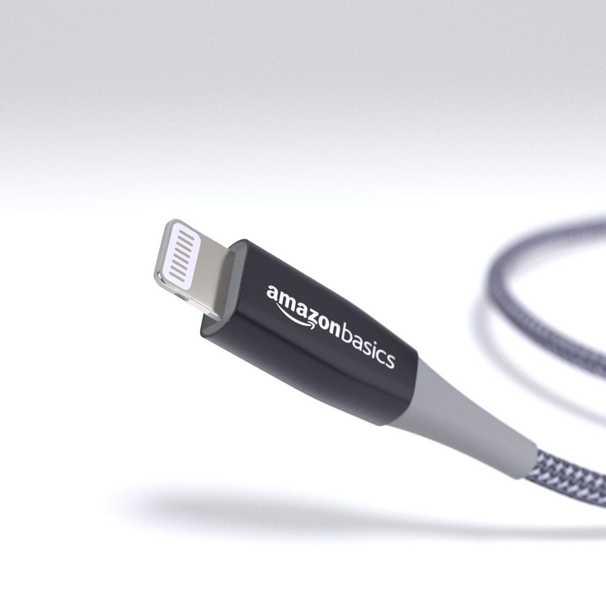 AmazonBasics Premium Double Braided Nylon USB-C to Lightning Cable, MFi Certified iPhone Charger - Dark Grey, 1-Foot