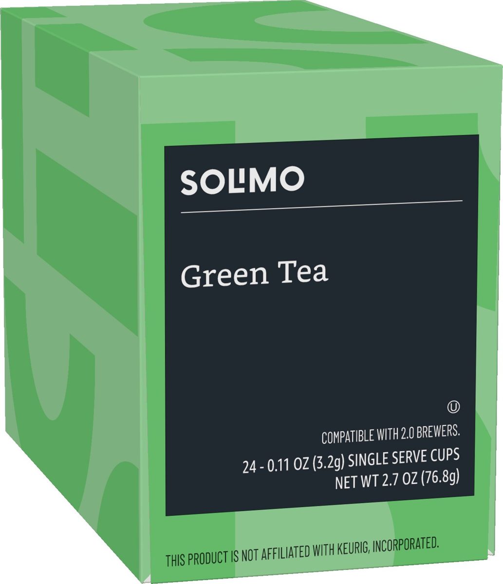 Amazon Brand - 24 Ct. Solimo Tea Pods, Green Tea, Compatible with 2.0 K-Cup Brewers