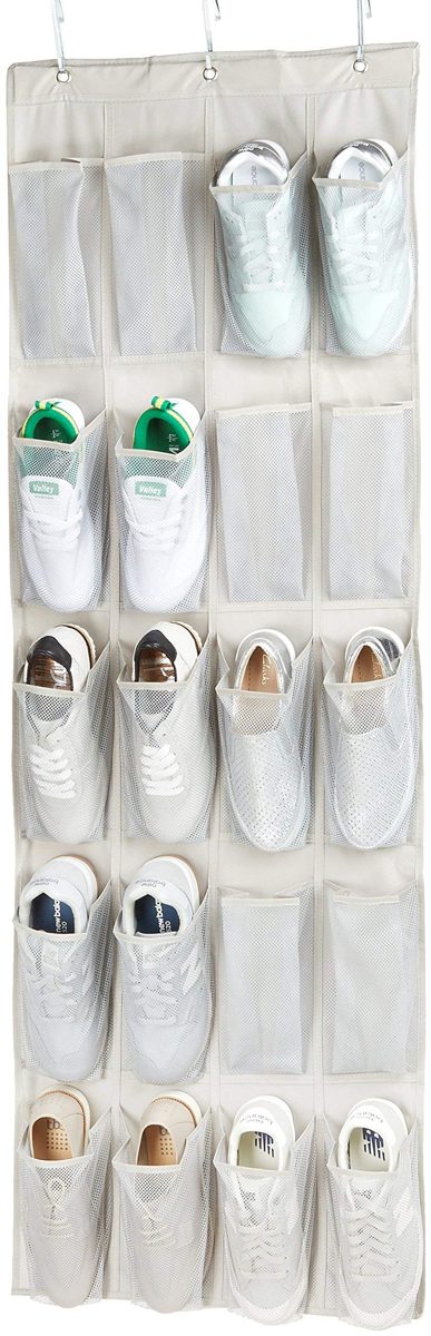 AmazonBasics 20-Pocket Over-The-Door Hanging Large-Size Shoe Organizer (Renewed)
