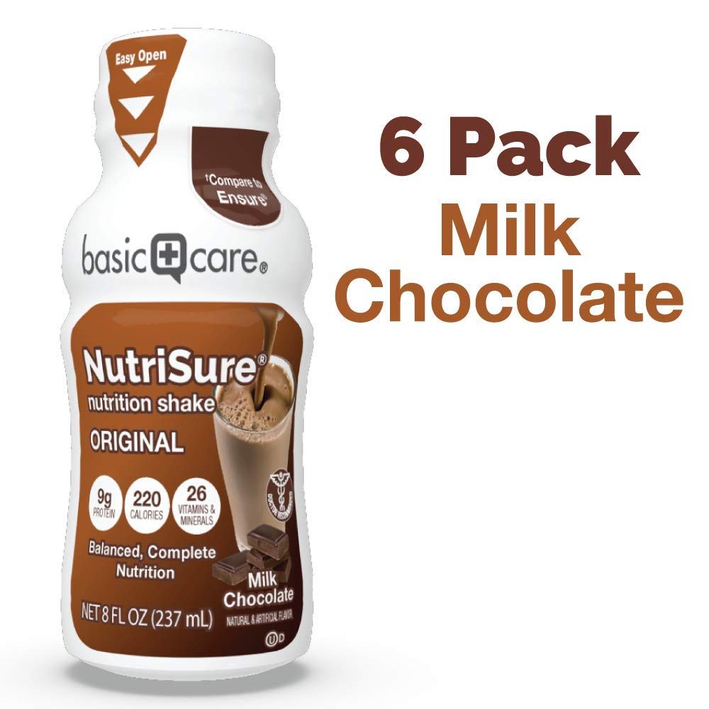 Amazon Basic Care Nutrisure Original Nutrition Shake, Milk Chocolate Flavor, 6 Count