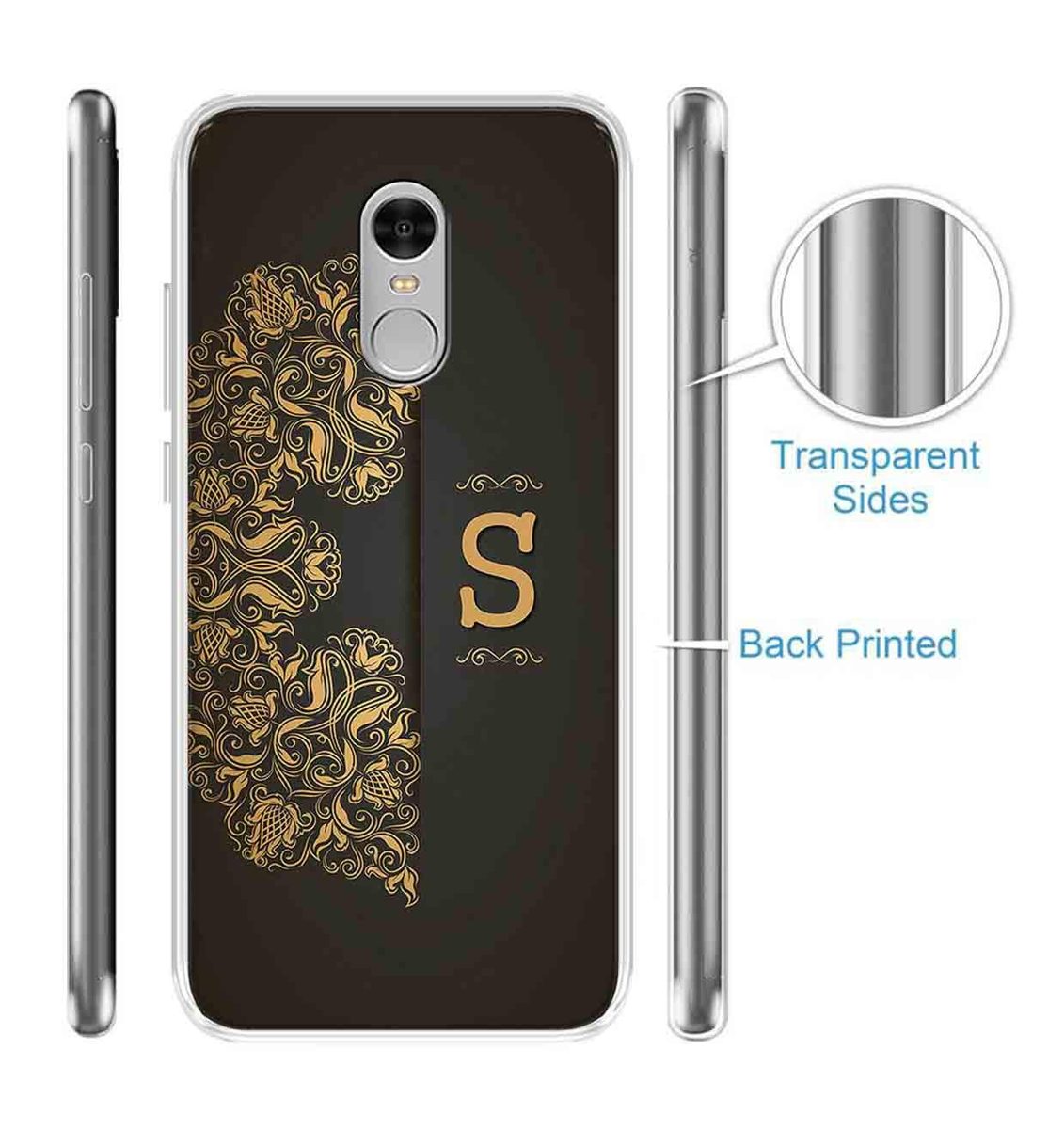 Amazon Brand - Solimo Designer Multicolor Black Pattern Alphabet-S Printed Soft Back Case Mobile Cover for Xiaomi Redmi Note 4