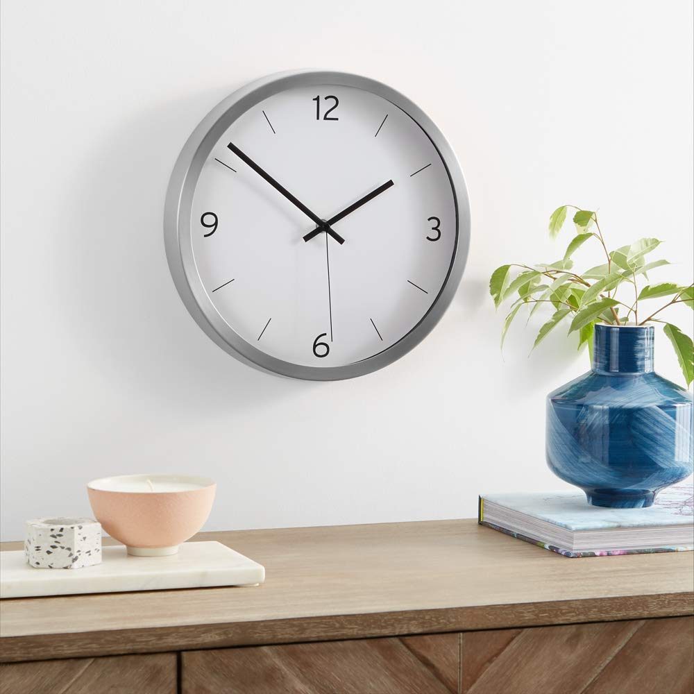 AmazonBasics 12 inch nickel line wall clock