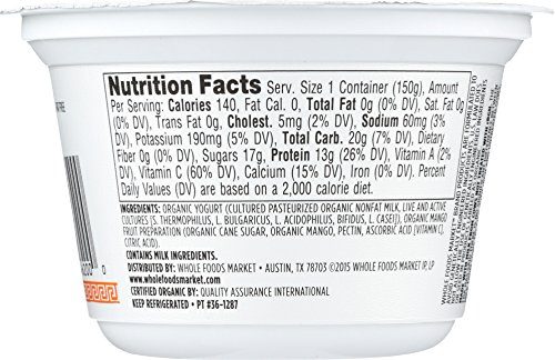Whole Foods Market, Organic Mango Nonfat Greek Yogurt, 5.3 oz