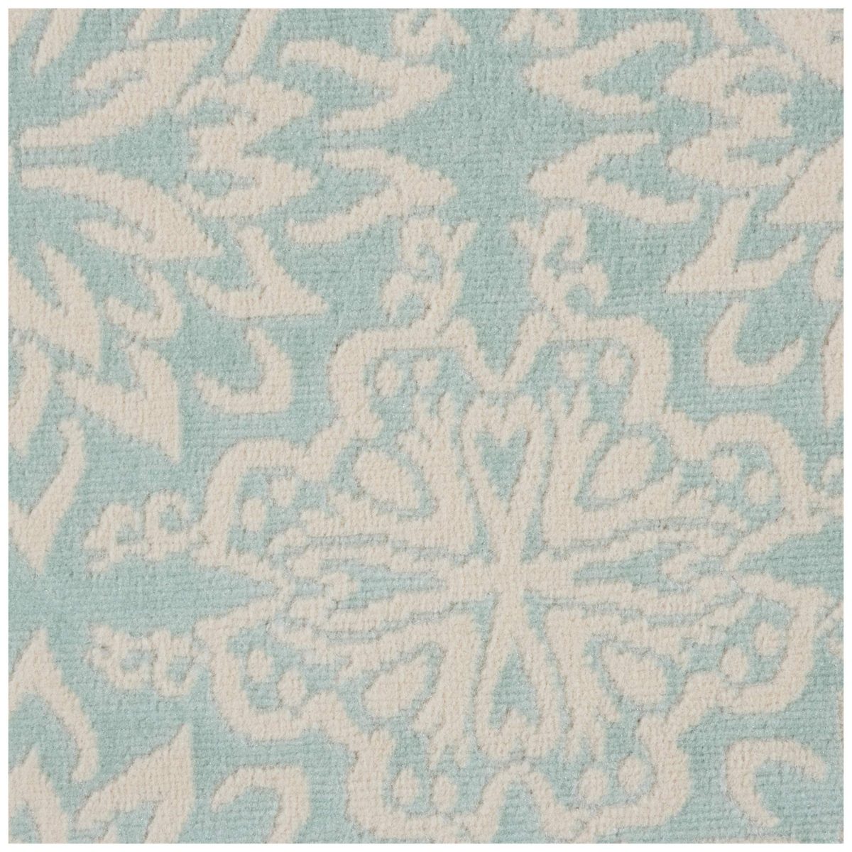 Ravenna Home Floral Medallion Tiled Rug, 5'3" Round, Pale Aqua with Ivory
