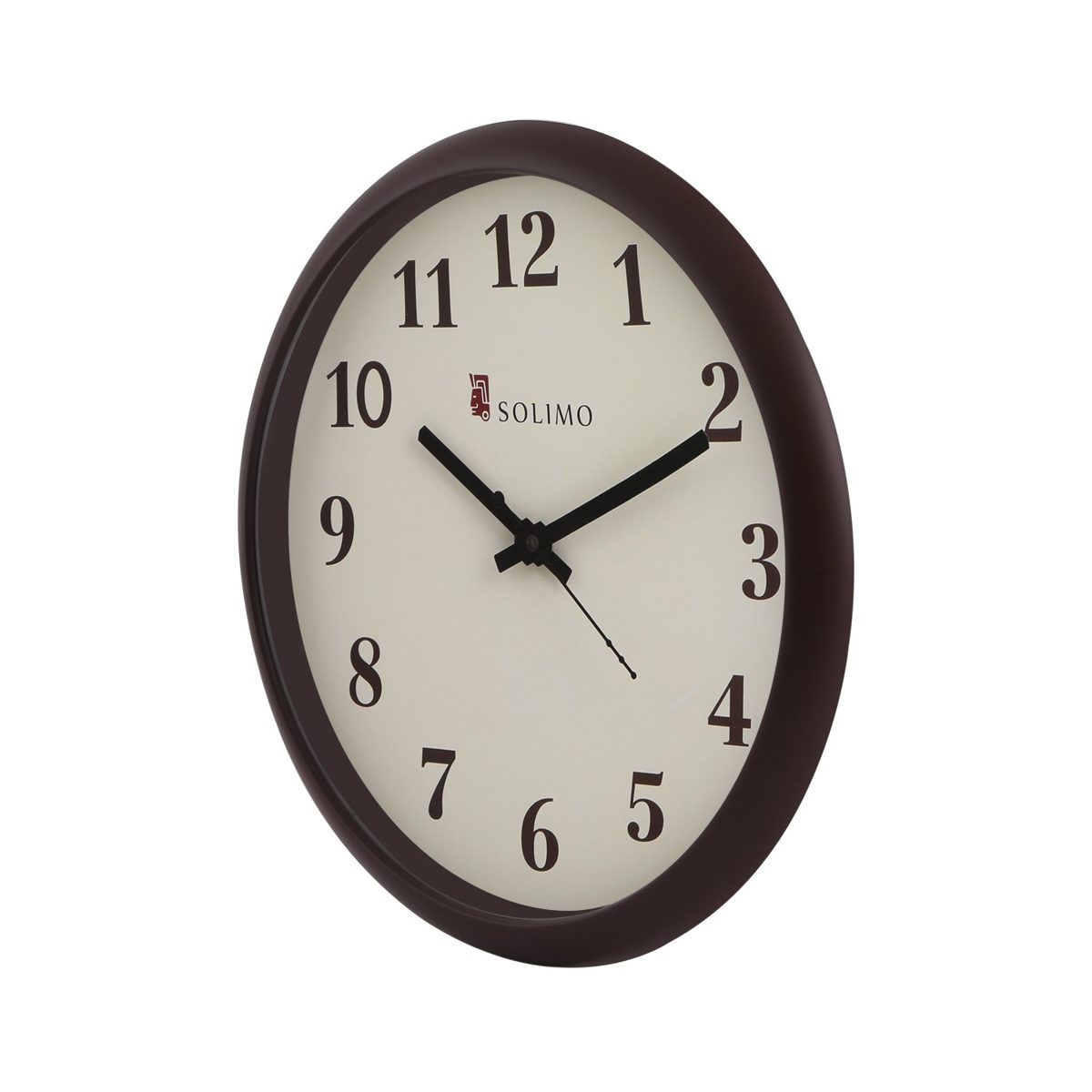 Amazon Brand - Solimo 11-inch Wall Clock (Step Movement, Brown Frame)