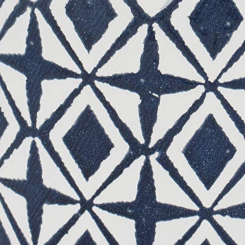 Amazon Brand – Rivet Mid-Century Diamond-Patterned Stoneware Planter, 7.67"H, Blue and White