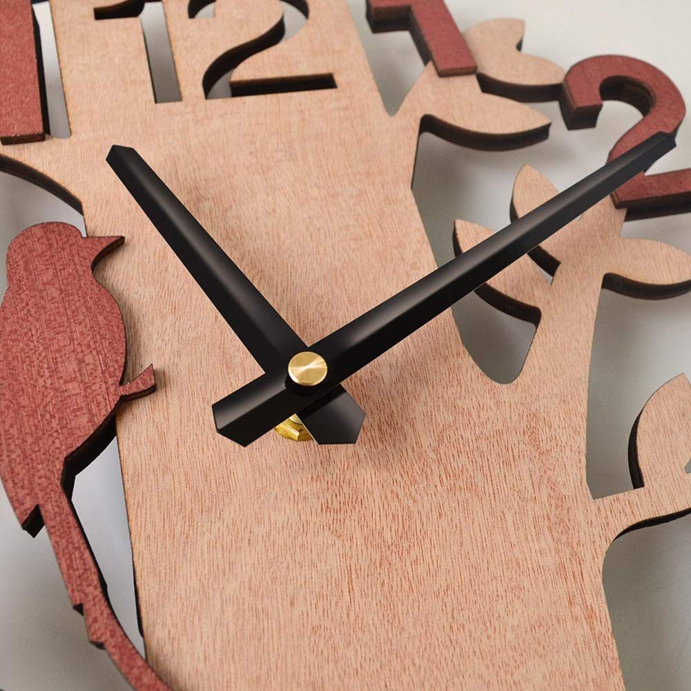 Umi.Essentials Silent Wall Clock Tree with Bird Design Wooden Clock Diameter 28.5 cm