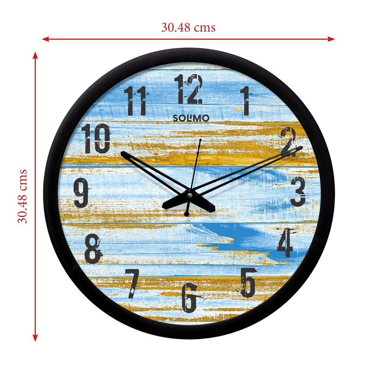 Amazon Brand - Solimo 12-inch Wall Clock - Desginer (Silent Movement, Black Frame), SC-1028