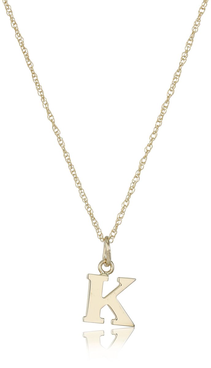 14k Yellow Gold-Filled Letter "K" Charm Pendant Necklace, 18"