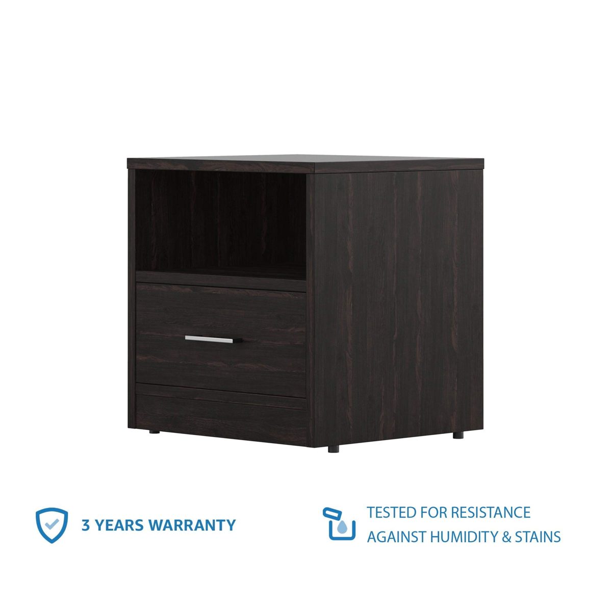 Amazon Brand - Solimo Aquilla Engineered Wood Bedside Table with Drawer (Wenge Finish)