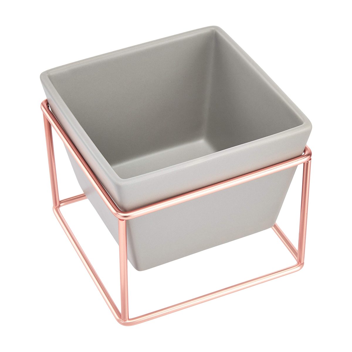 AmazonBasics Tabletop Planter, Square - Grey/Copper