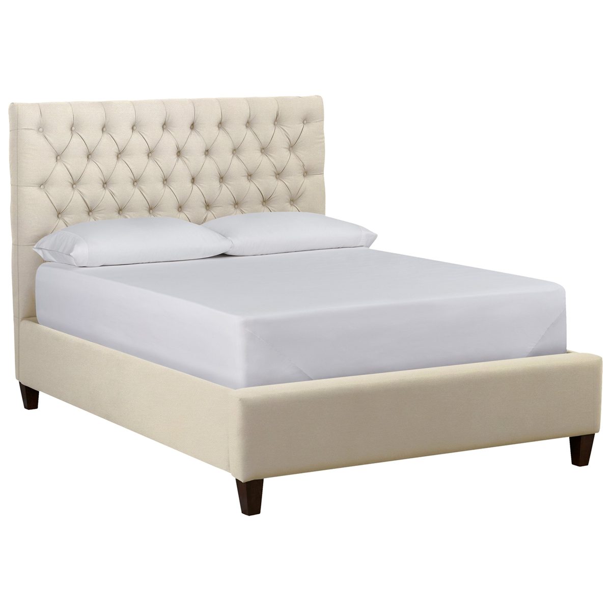 Amazon Brand – Stone & Beam Prudence Tufted King Bed, 84"W, Cream Herringbone