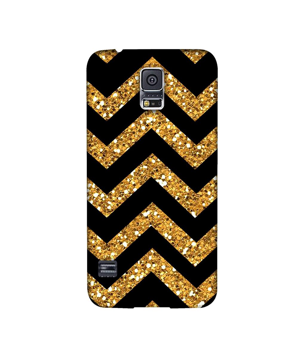 Amazon Brand - Solimo Designer Golden Zik Zak Pattern 3D Printed Hard Back Case Mobile Cover for Samsung Galaxy S5 i9600