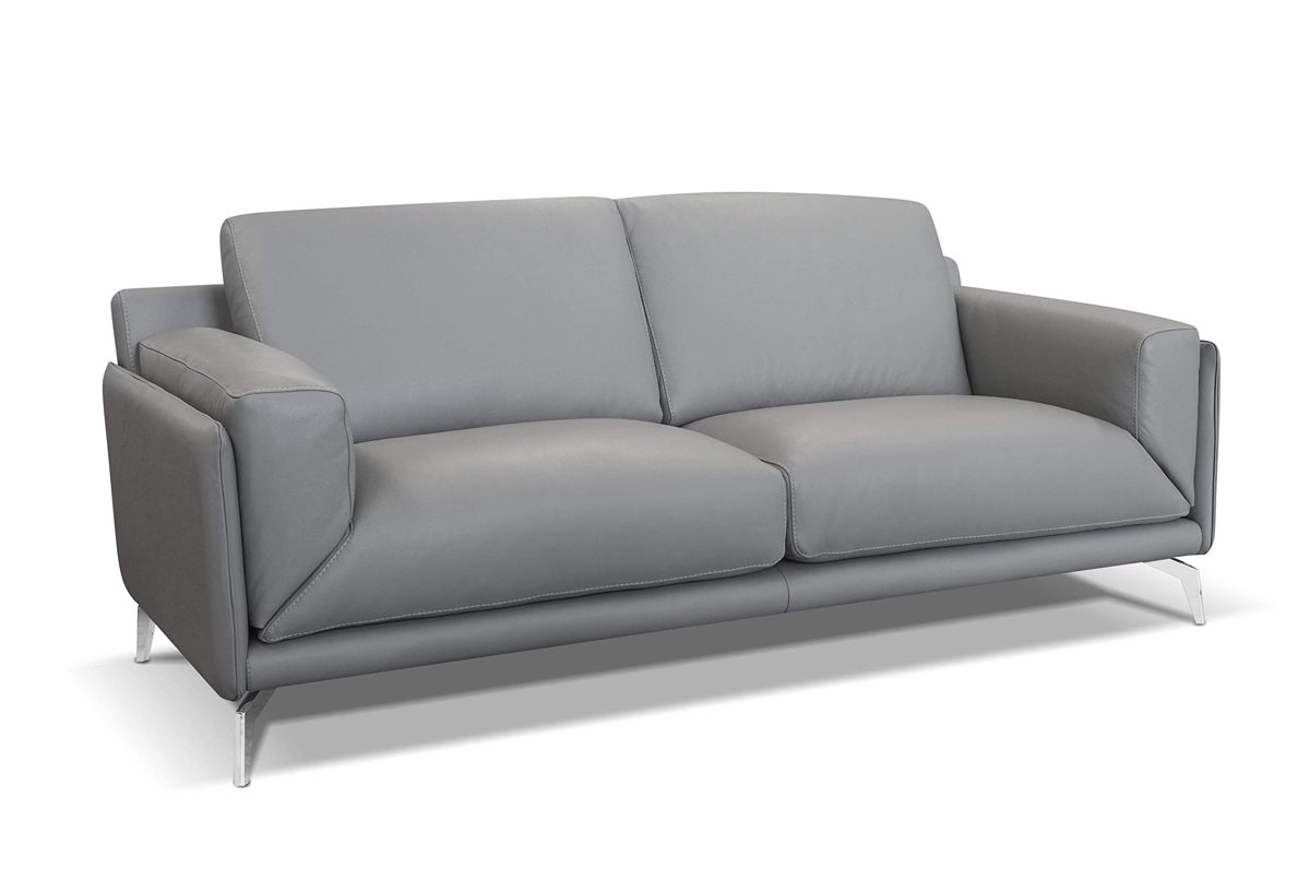Amazon Brand - Alkove Porto Hand-Crafted Leather Sofa, 3 Seater, 97 x 210 x 90cm, Light Grey