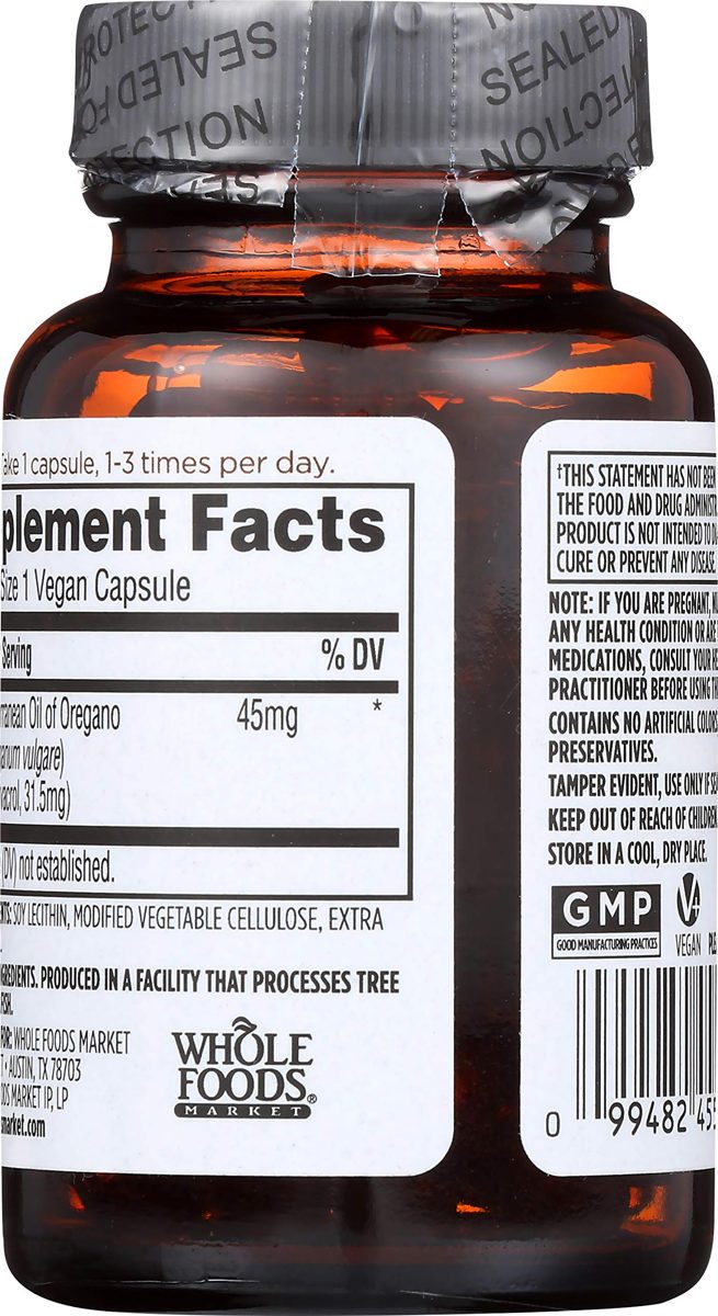 Whole Foods Market, Oil of Oregano Liquid Caps, 60 ct
