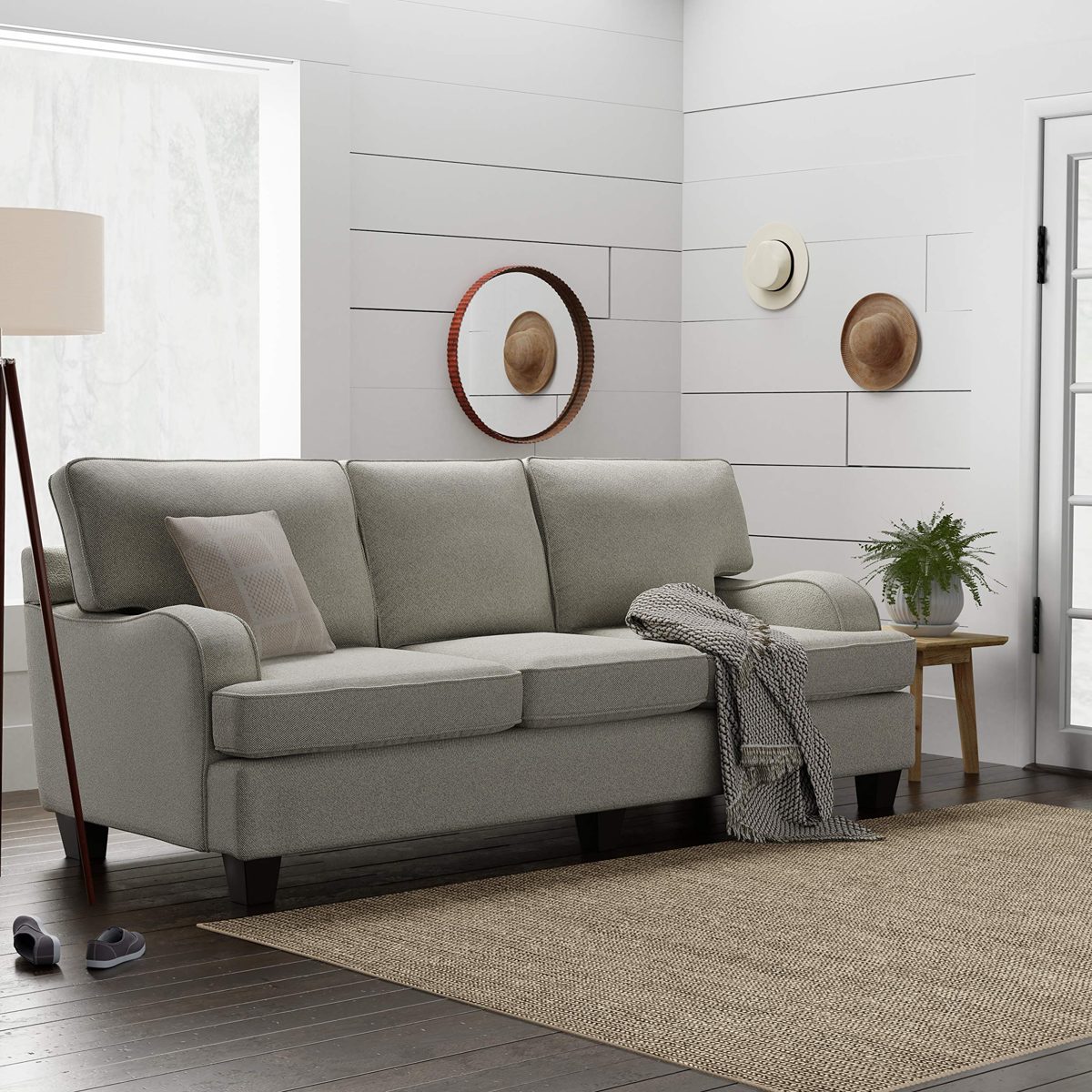 Amazon Brand – Stone & Beam Anne Marie Contemporary Sofa Couch, 91.5"W, Charcoal