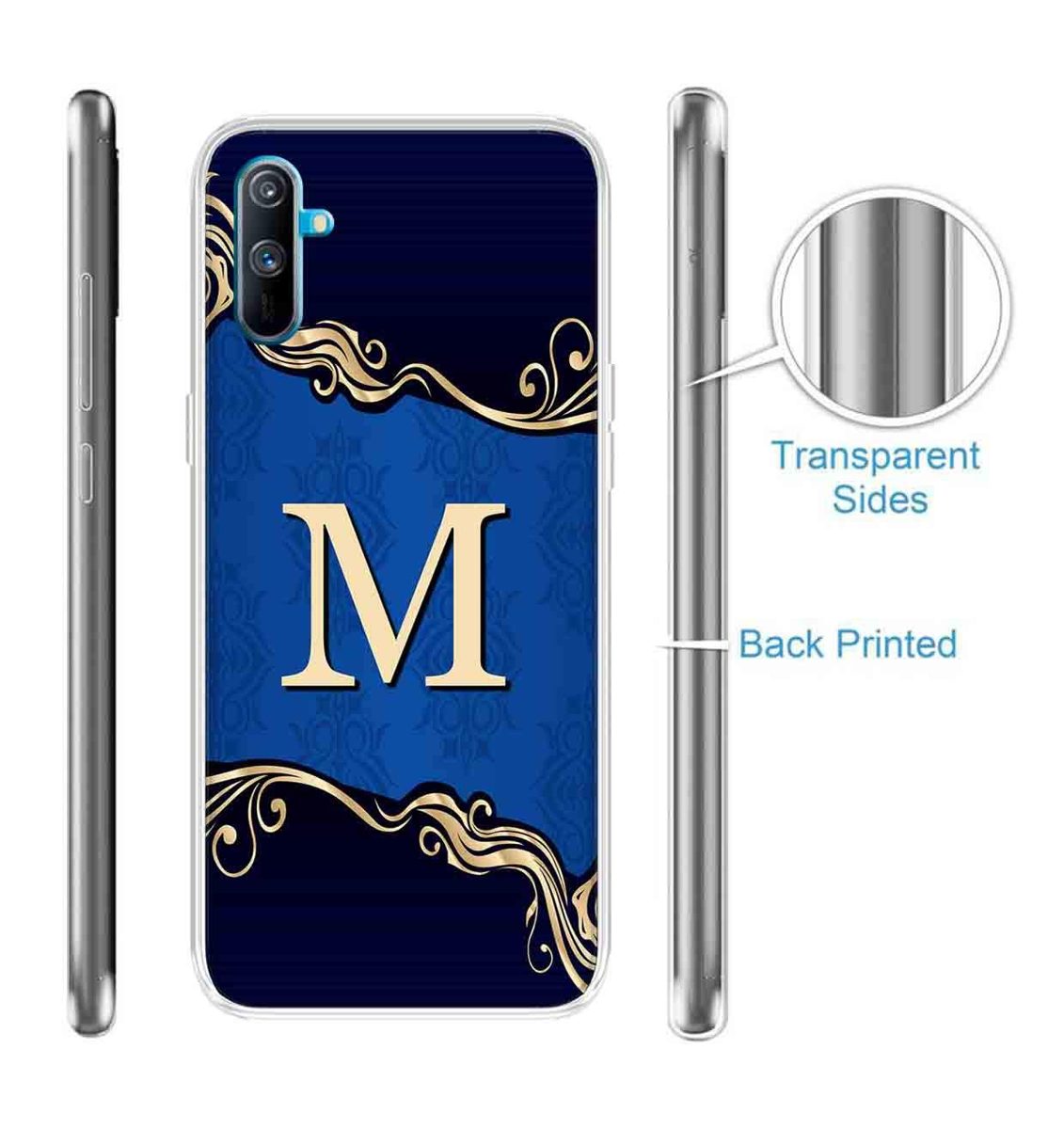 Amazon Brand - Solimo Designer Multicolor Blue Pattern Alphabet-M Printed Soft Back Case Mobile Cover for Realme C3