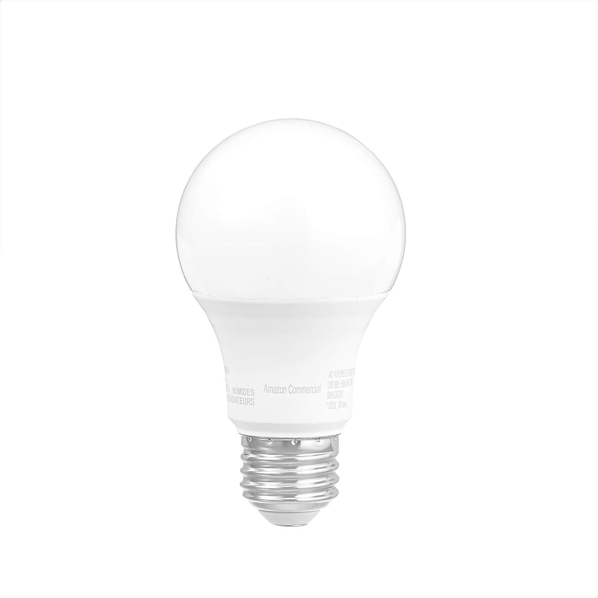 AmazonCommercial 60 Watt Equivalent, 10000 Hours, Non-Dimmable, 800 Lumens, A19 LED Light Bulb - Pack of 25, Soft White