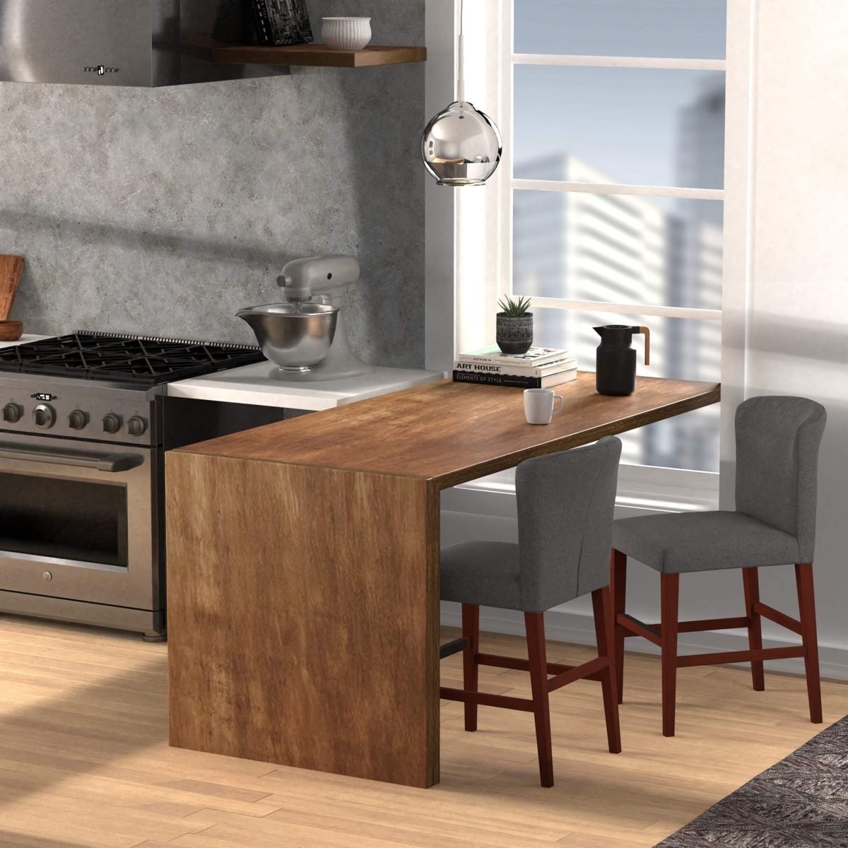 Amazon Brand – Rivet Eli Modern Curved-Back Counter-Height Barstool, 38.2"H, Graphite