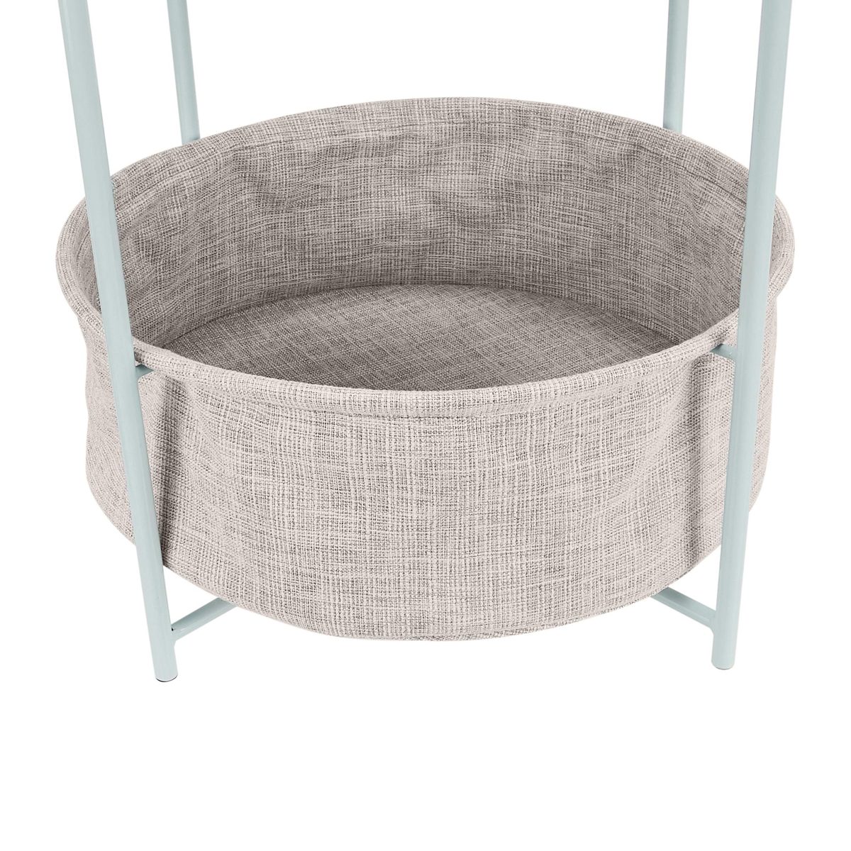 AmazonBasics Round Storage End Table - Mint Green with Heather Grey Fabric