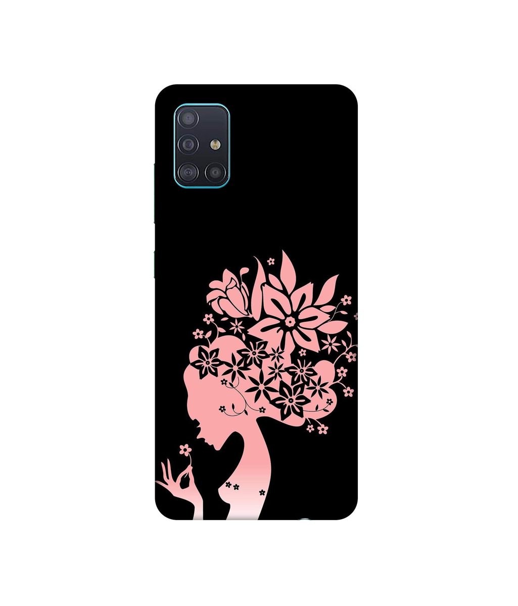 Amazon Brand - Solimo Designer Pink Color Lady Vector 3D Printed Hard Back Case Mobile Cover for Samsung Galaxy A51