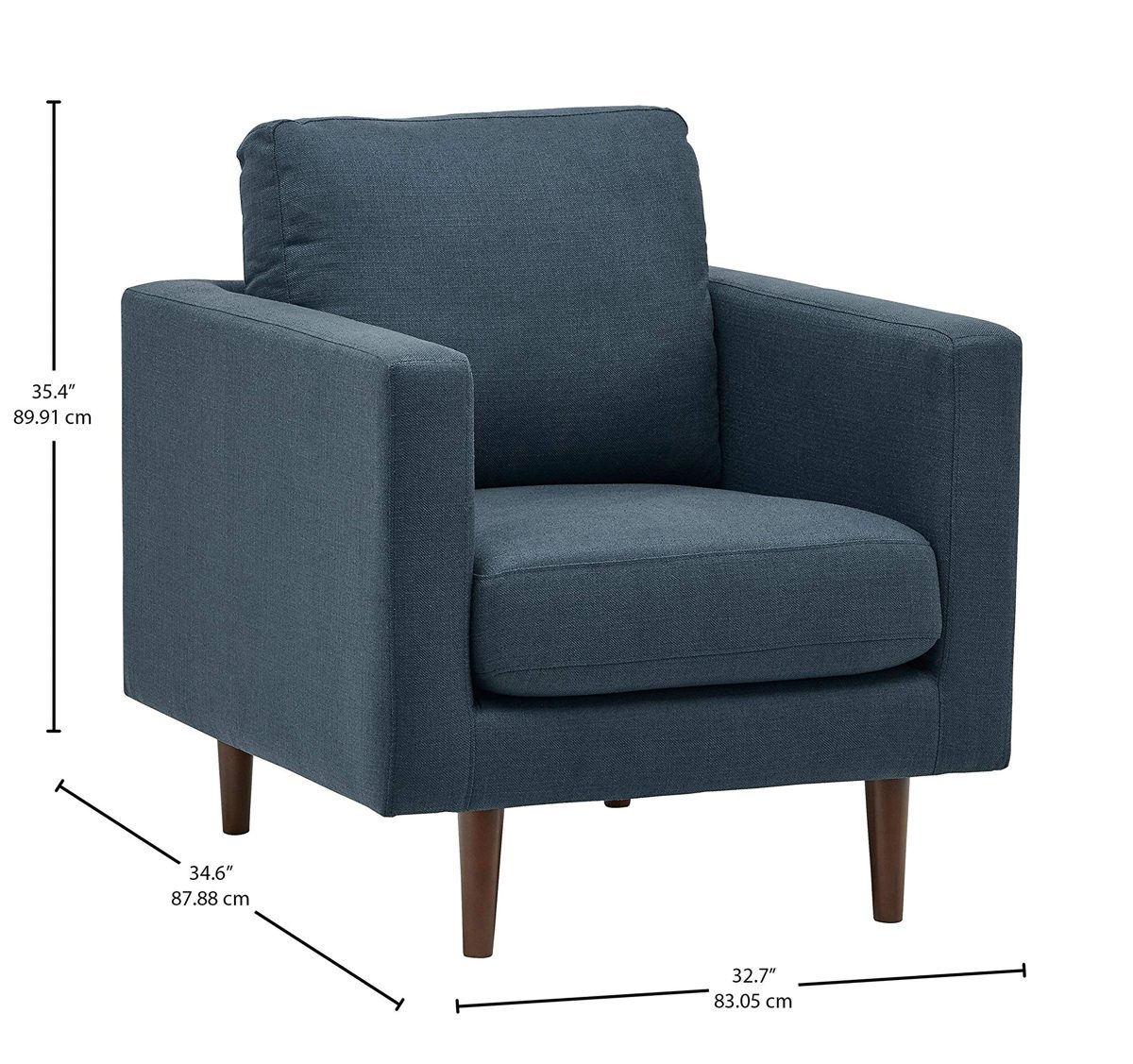 Amazon Brand – Rivet Revolve Modern Upholstered Armchair with Tapered Legs, 33"W, Denim Blue