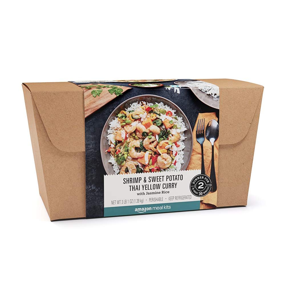 Amazon Meal Kits, Shrimp & Sweet Potato Thai Yellow Curry with Jasmine Rice, Serves 2