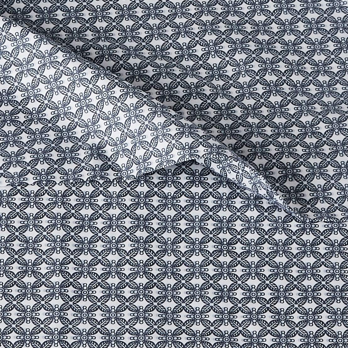 AmazonBasics Super-Soft Cotton Sheet Set - Twin, Blue Geo