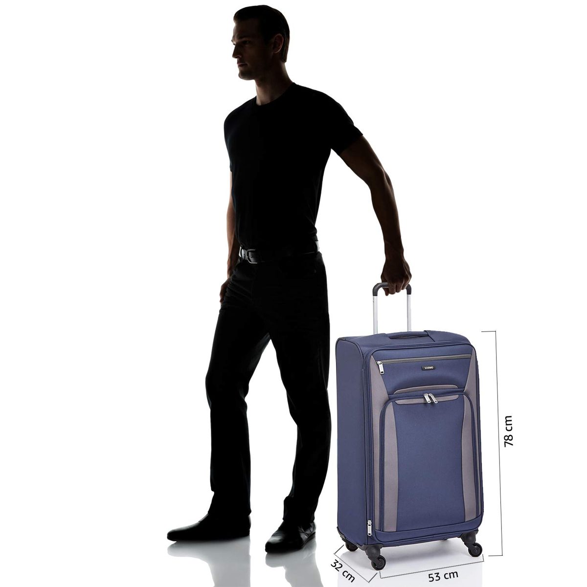 Amazon Brand - Solimo 78 cms Softsided Suitcase with Wheels and TSA Lock, Blue