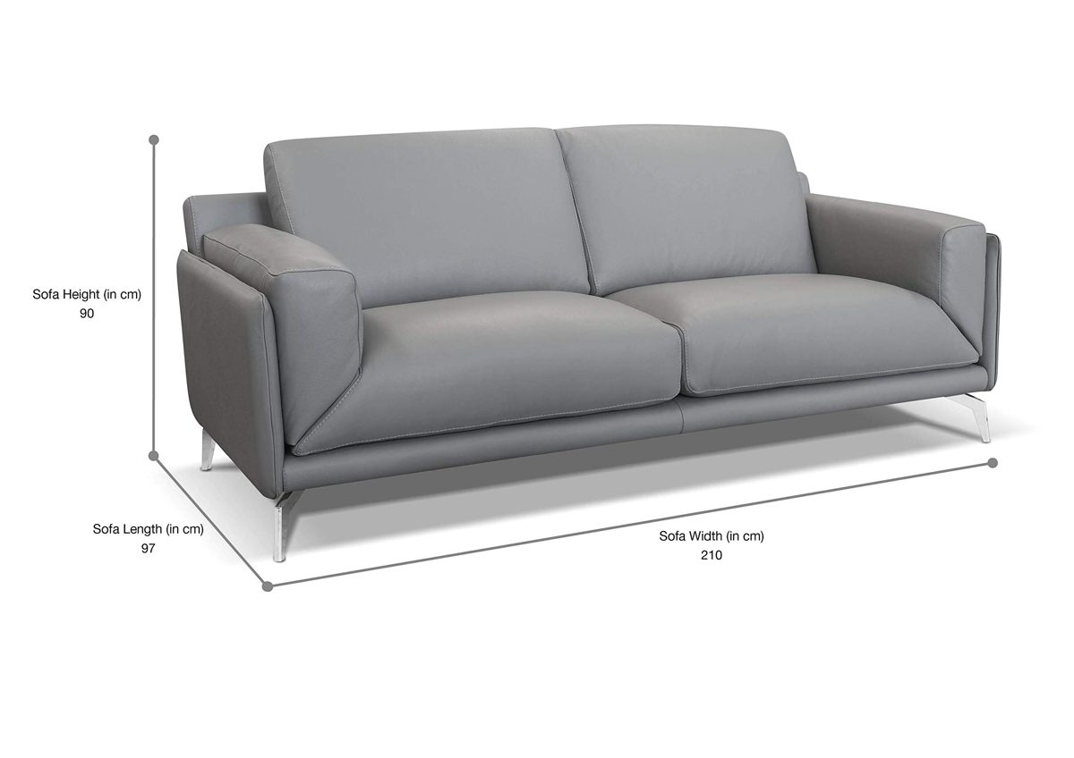Amazon Brand - Alkove Porto Hand-Crafted Leather Sofa, 3 Seater, 97 x 210 x 90cm, Light Grey