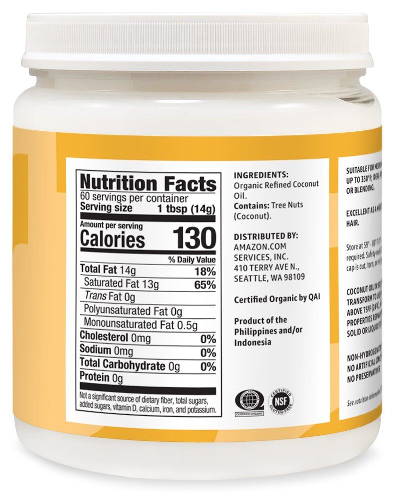 Amazon Brand - Solimo Organic Coconut Oil, Refined, 30 ounce