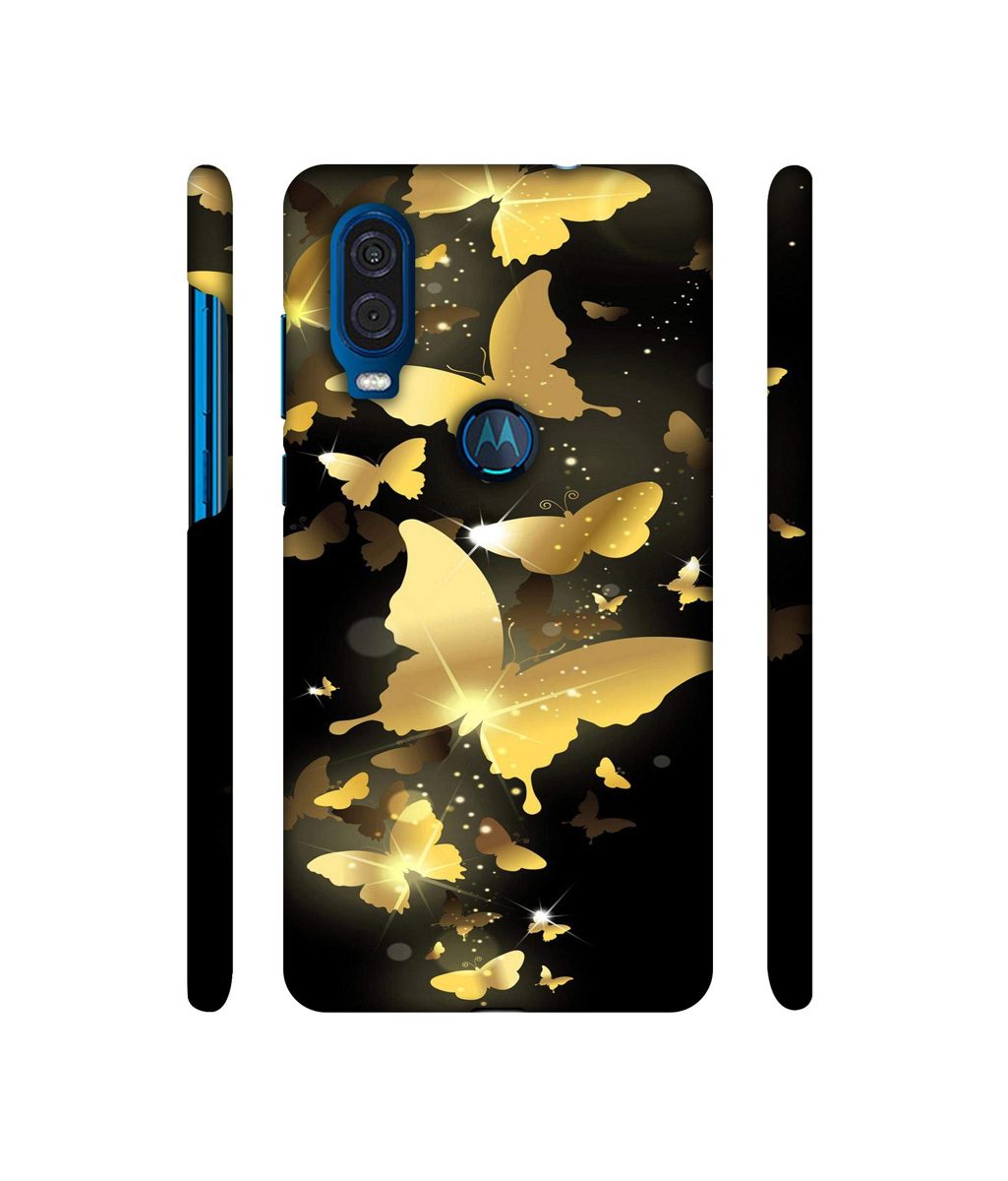 Amazon Brand - Solimo Designer Golden Butterfly Pattern 3D Printed Hard Back Case Mobile Cover for Motorola One Vision